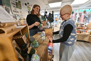 Keli King serving customer Phoebe Parkin