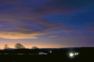 Jono Kimber took this photo of the International Space Station passing over Shropshire top right of the picture. It was taken from Cantlop, near Condover just after sunset on Christmas Day