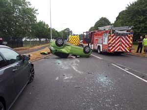 Supporting image for story: Car flips onto roof in two-vehicle Telford crash