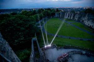 Queen's Jubilee beacon lighting at Dudley Zoo..Mayor of Dudley Cllr Sue Greenaway lights the beacon with Zoo Director Derek Grove and Deputy Lieutenant Nick Venning.