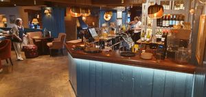 The bar area is well lit and full of all the drinks you could want for a nice meal