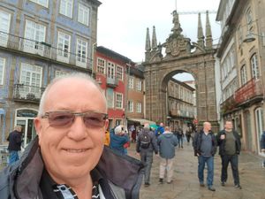 On his travels again – Peter Abbott poses for a selfie in Braga during Wolves’ Europa League trip