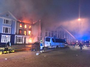 Firefighters from across Mid Wales were sent to the fire. Photo: Mid and West Wales Fire Service