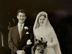 Supporting image for story: Great-grandmother tries on wedding dress 65 years on - and looks just as stunning
