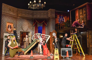 Katie Hitchcock (Understudy), Leanord Cook (Robert), Edi De Melo (Understudy), Tom Bulpett (Chris), Tom Babbage (Max), Laura Kirman (Annie), Edward Howells (Dennis), Damien James (Understudy), Aisha Numah (Understudy), Seán Carey (Jonathan) and April Hughes (Sandra). Photo: Robert Day