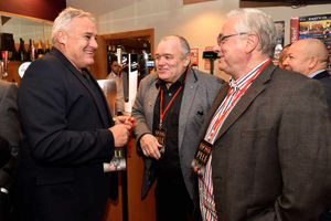 Former Wolves manager Dave Jones (left) chats to John Donnelly and Colin Holmes at the Pele event.