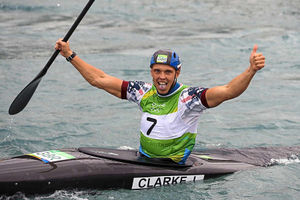 Joe Clarke celebrates gold in the Kayak (K1) Men's final