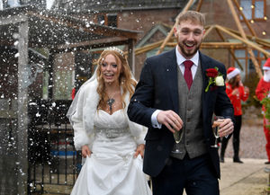 Katelen and Billy were greeted with a snow machine