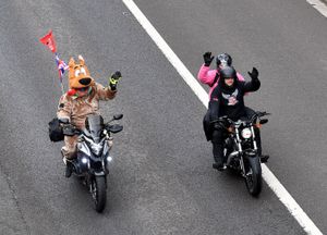 Bike4Life 2025. Crowds watched the convoy from the Ercall Lane bridge over the M54