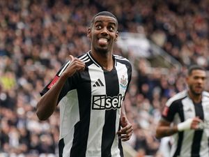 Newcastle United striker Alexander Isak wearing his side's black and white stripes