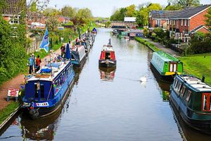 A floating paradise for shoppers took to the waters between bridges, opposite Talbot Wharf at Market Drayton