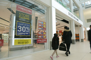 The closing down signs go up at Debenhams in the Mander Centre, Wolverhampton