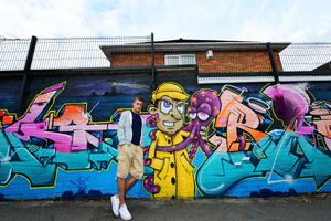 Stuart Bone and the mural