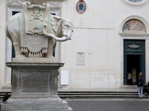 Supporting image for story: Rome’s Bernini elephant sculpture loses tip of its tusk – again