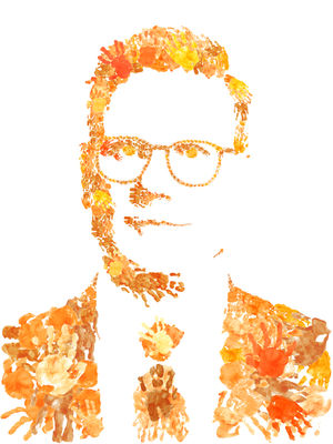 Patrick's handprint features on this powerful portrait of the Prime Minister, created entirely using the handprints of children cared for at Acorns Children's Hospice. 