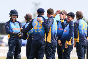 Shropshire celebrate a wicket during their NCCA Trophy final defeat to Dorset on Sunday