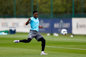 Josh Maja goes for the goal (Photo by Adam Fradgley/West Bromwich Albion FC via Getty Images)