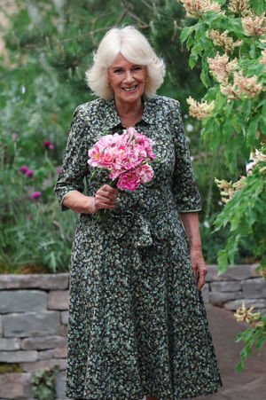 Queen Camilla with "The King's Rose" by David Austin Roses. Photo: Toby Melville/PA Wire
