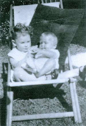  Jancis, aged four, with Michael who was eight months
