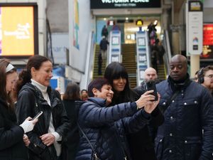 Supporting image for story: Claudia Winkleman seen filming in Victoria station ahead of The Piano season two