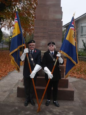 
Carl Evans, standard bearer for the men’s section of the Royal British Legion branch with Annie Davies, standard bearer for the women’s section. (Image: Karen Compton)