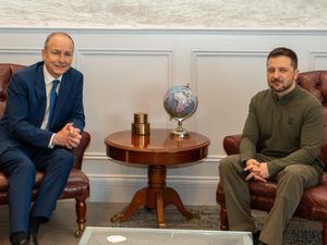 Taoiseach Micheal Martin during a meeting with Volodymyr Zelensky