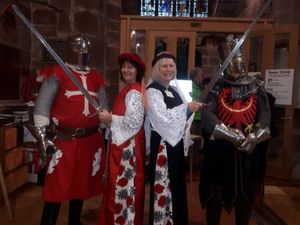 Supporting image for story: Knights on patrol help village near Market Drayton celebrate history