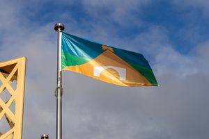 Telford's new flag, designed by nine-year-old Amelia, was raised. Picture: Telford & Wrekin Council