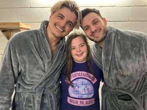 Alice Glennon, 19, with stars of Strictly Come Dancing.