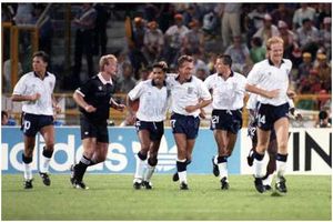 England celebrate after Platt's last-gasp Belgium stunner