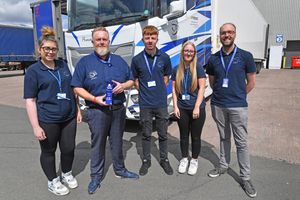 John Joseph Donovan, MD of JJX Logistics in Kingswinford, with employees - Grace Williams, left,  Alfie Kelly, Sam Icke and Edward Martin, right.
