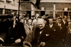 Winston Churchill with the cigar in hand in Paris