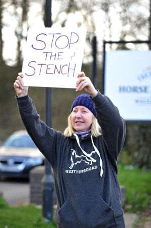 Residents protest about the dreadful smell coming from the landfill site along Walsall Road.