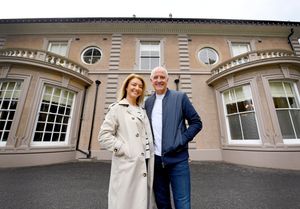Steve and Kirsty Bull in the grounds of Compton Care - the couple have been unveiled as ambassadors for the organisation after supporting them for years through the former Wolves star's foundation
