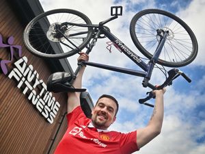 Supporting image for story: Shropshire personal trainer cycles to every Premier League ground to raise funds for cancer charity - finishing at Old Trafford