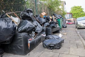 Rubbish piled up on Colville Road , Balsall Heath, Birmingham.