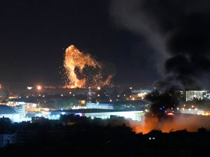 Smoke and fire rise from Israeli airstrikes in Dahiyeh, Beirut, Lebanon