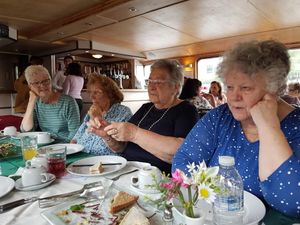 Enjoying a natter over a delicious lunch