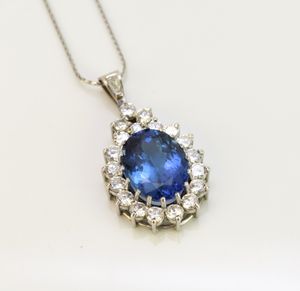  A tanzanite and diamond pendant on a nine carat gold chain sold for £3,600
