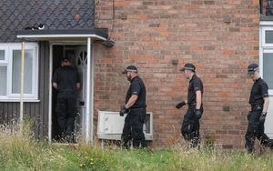 Officers searching the Caddick Crescent home after Harleen's death