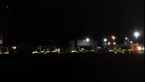 Ambulances queuing at Royal Shrewsbury Hospital