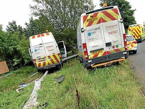 Supporting image for story: Van flattens lamp post and hits barrier near M54