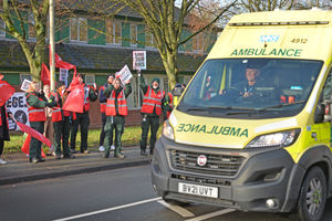 Picket lines at the Dudley Ambulance hub on Burton road