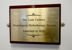 The plaque in honour of Liam who fought to reopen the centre