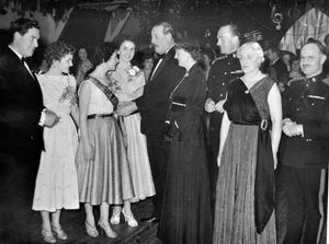 'Miss Mistletoe 1956', the person presenting it is identifiably General Sir Oliver Leese, who lived at Worfield. Far left is Wrekin MP Bill Yates and far right is, we believe, Colonel R.C. Morris-Eyton. 