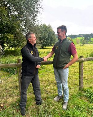 Codsall Driveways Managing Director Bradley Smith with Edward Perkins, who founded CobbleCrete.