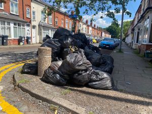 Piled up bin bags in Kitchener Road, Selly Park on Friday, May 23. Credit: Alexander Brock. Permission for use for all LDRS partners.
