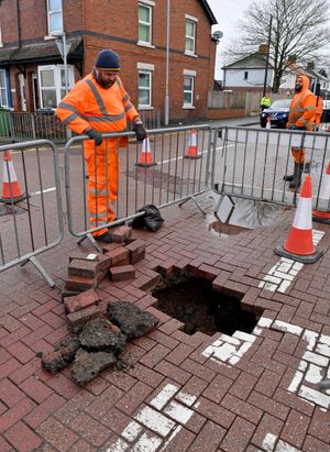 A huge hole has opened up along All Saints Road, Wolverhampton.