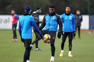 Cedric Kipre during training - the defender has been in sparkling form lately (Photo by Adam Fradgley/West Bromwich Albion FC via Getty Images).