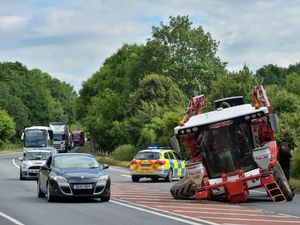 Supporting image for story: Queues on A5 after farm vehicle loses wheel near Oswestry